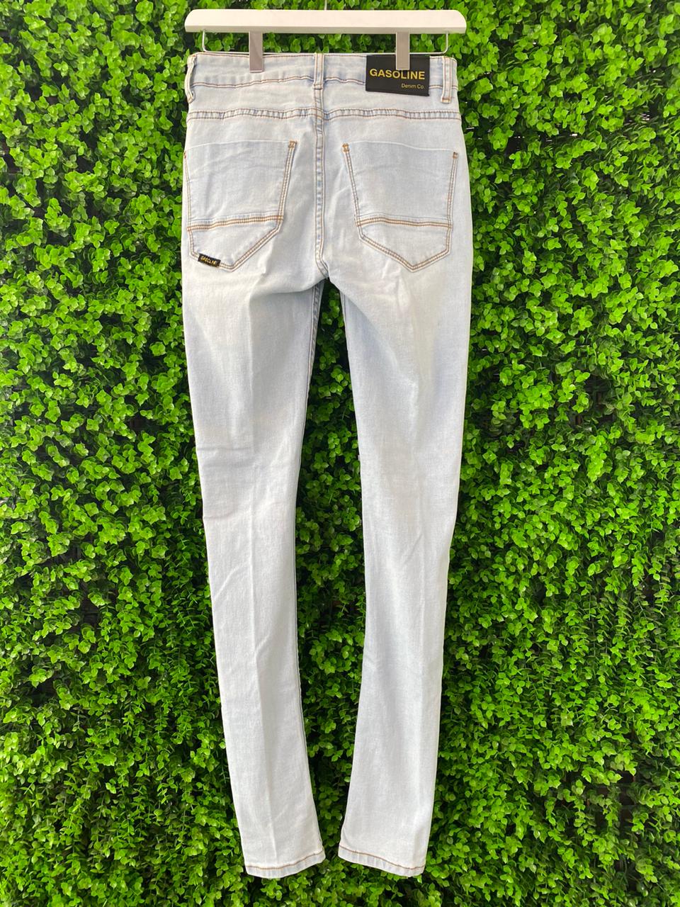 Gasoline Light-Wash Distressed Slim-Fit Jeans