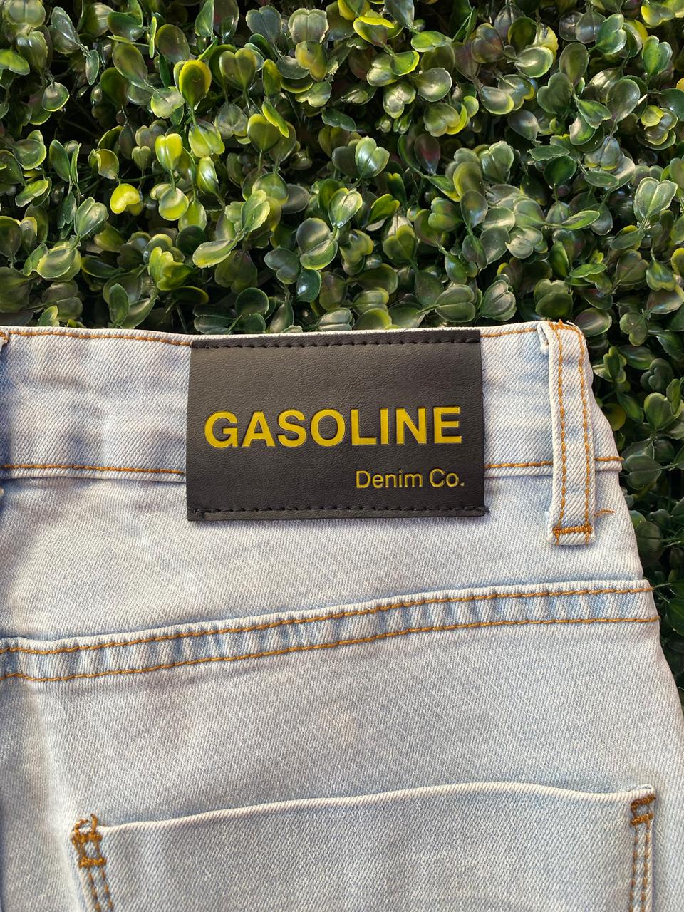 Gasoline Light-Wash Distressed Slim-Fit Jeans