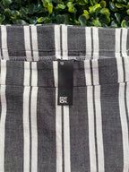 Black and White Striped Asymmetrical Midi Skirt