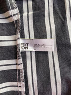Black and White Striped Asymmetrical Midi Skirt