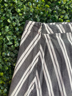 Black and White Striped Asymmetrical Midi Skirt