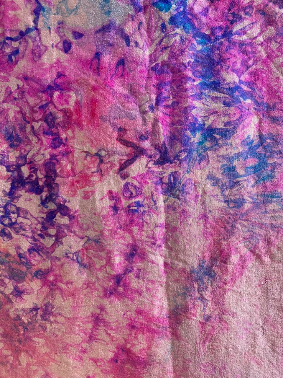 Pink Abstract Floral Silk Kaftan Maxi Dress