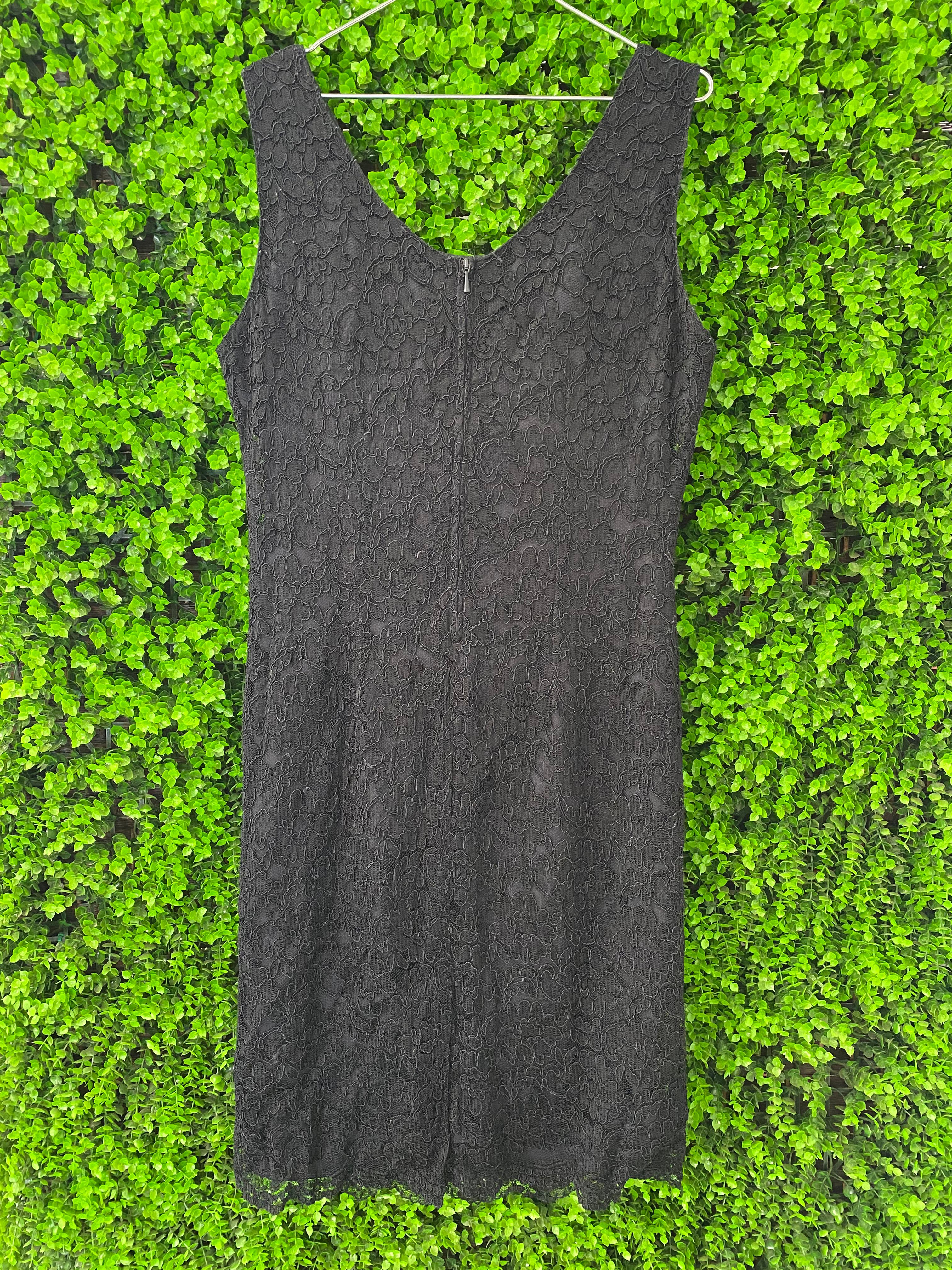 Black Lace Sleeveless Midi Dress