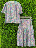 Vintage Nuvelle by Rosecraft Floral Two-Piece Skirt Set