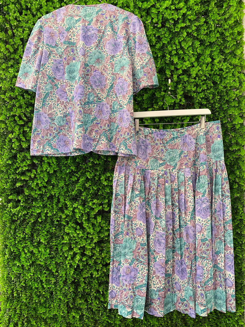 Vintage Nuvelle by Rosecraft Floral Two-Piece Skirt Set