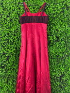 Red and Black Satin Formal Maxi Dress