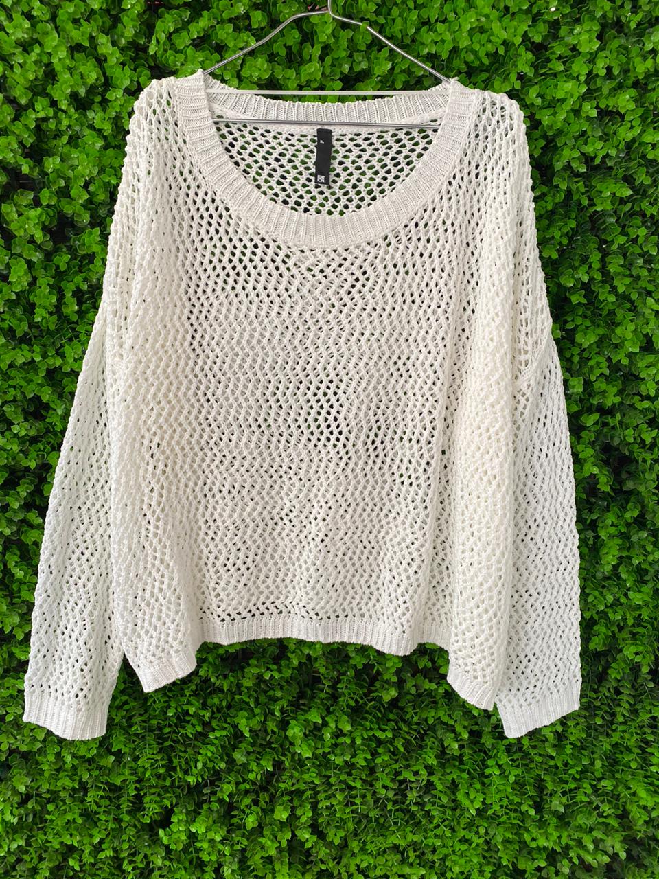 Edition White Open-Knit Sweater