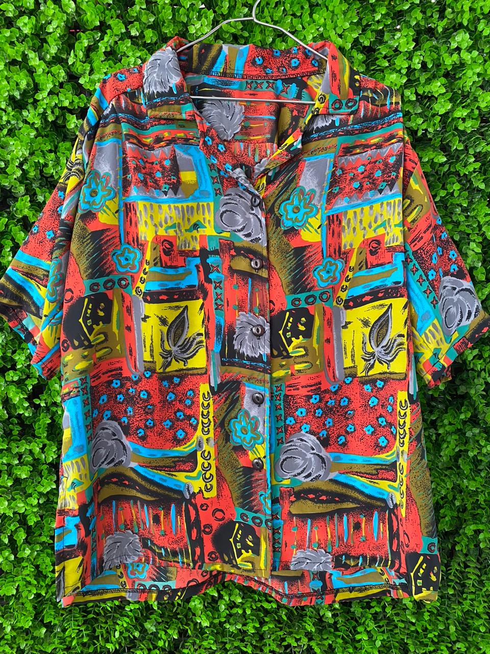 Colourful Abstract Print Short-Sleeve Shirt