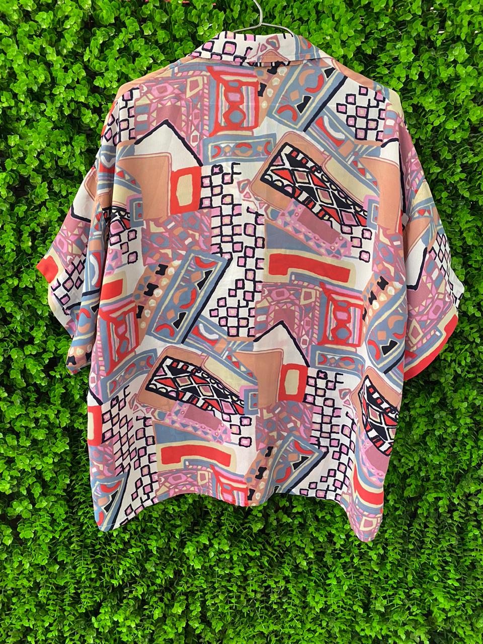 Pastel Abstract Print Short-Sleeve Shirt
