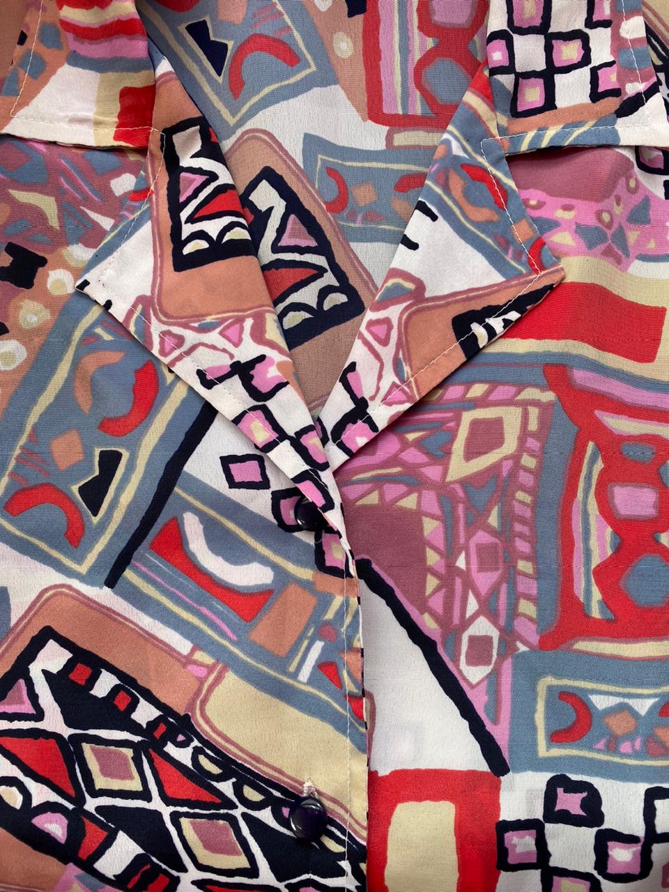 Pastel Abstract Print Short-Sleeve Shirt