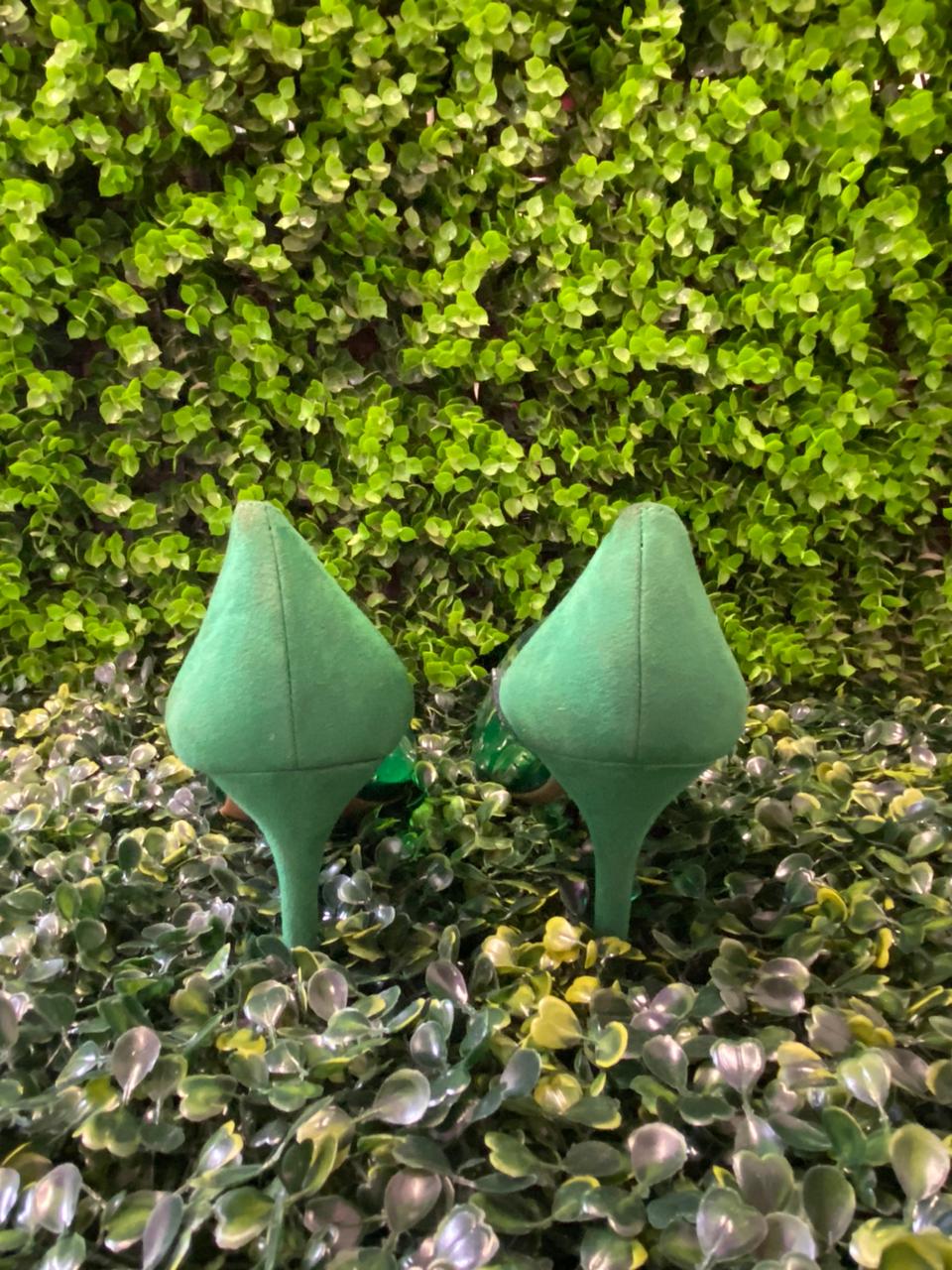 Green Pointed Court Heels
