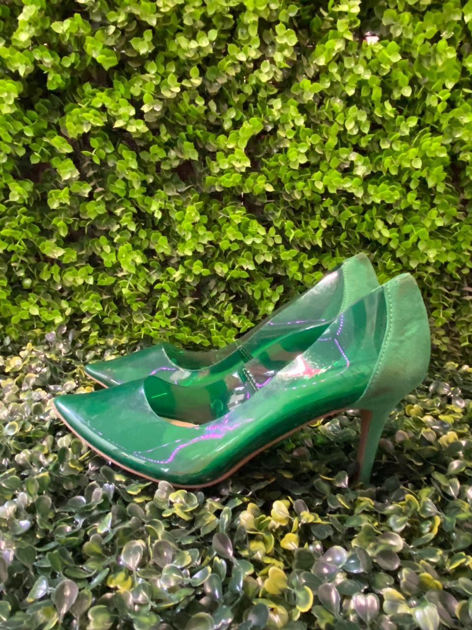 Green Pointed Court Heels