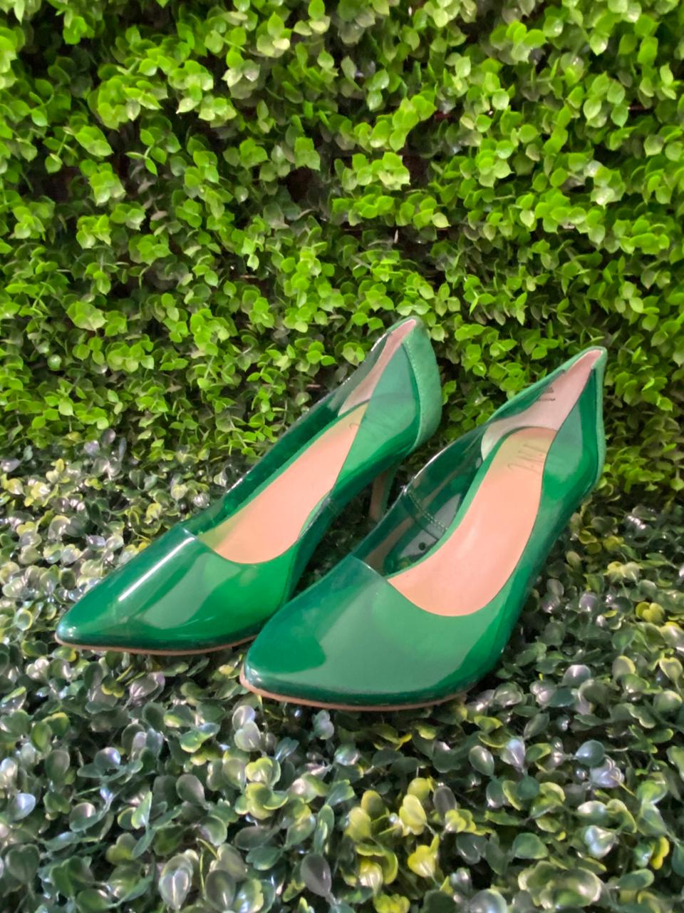 Green Pointed Court Heels