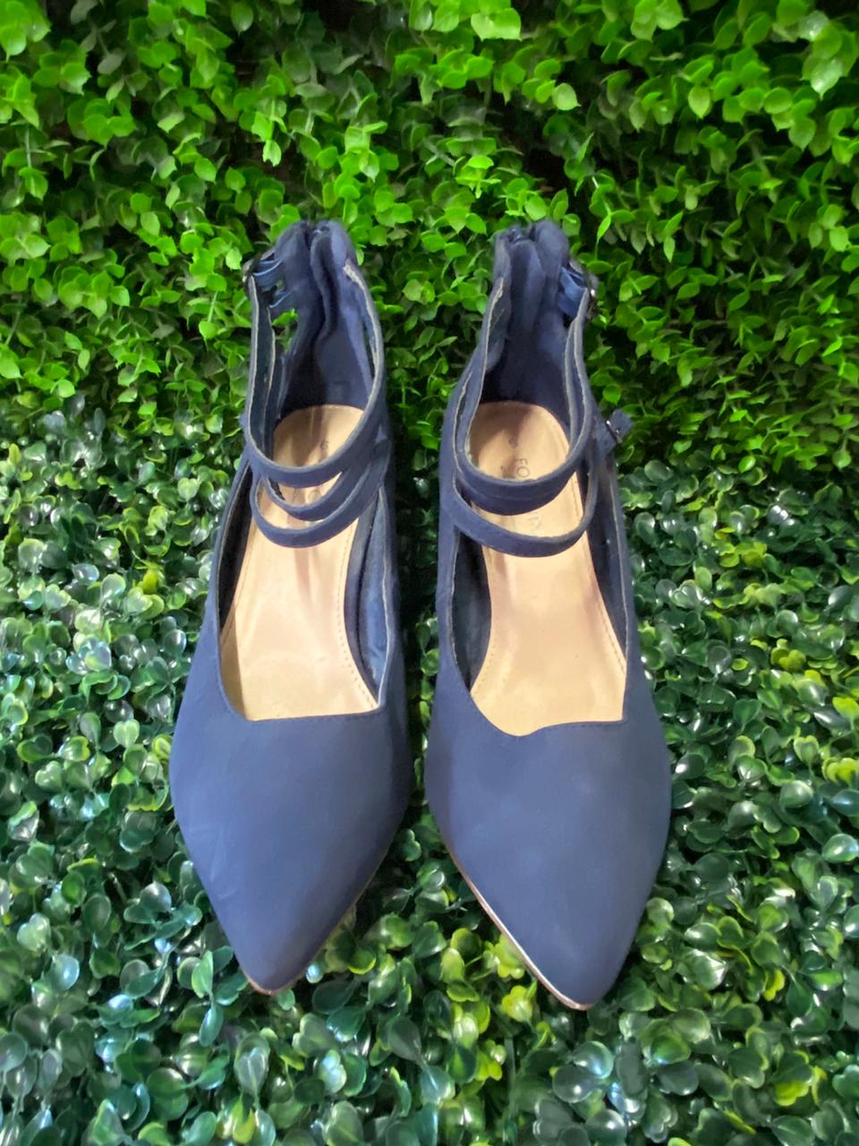 Navy Strappy Pointed Heels