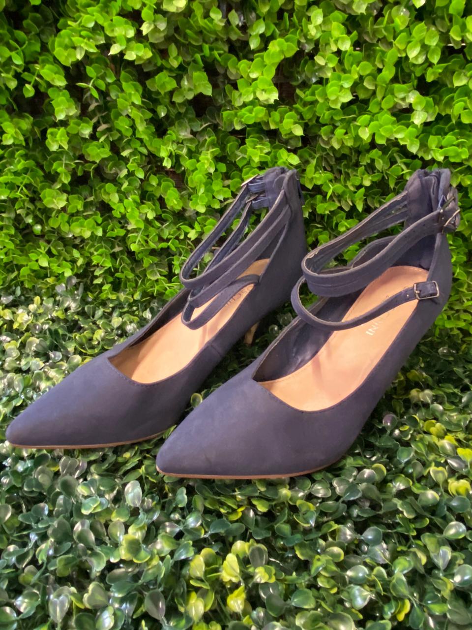 Navy Strappy Pointed Heels