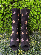 Black Star Print Ankle Boots