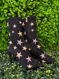 Black Star Print Ankle Boots