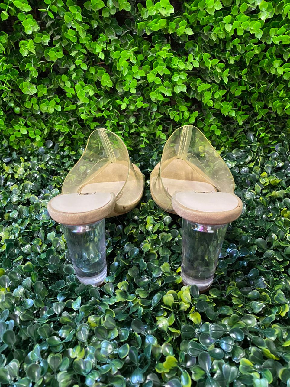 Zara Basic Clear Strap Block Heel Sandals