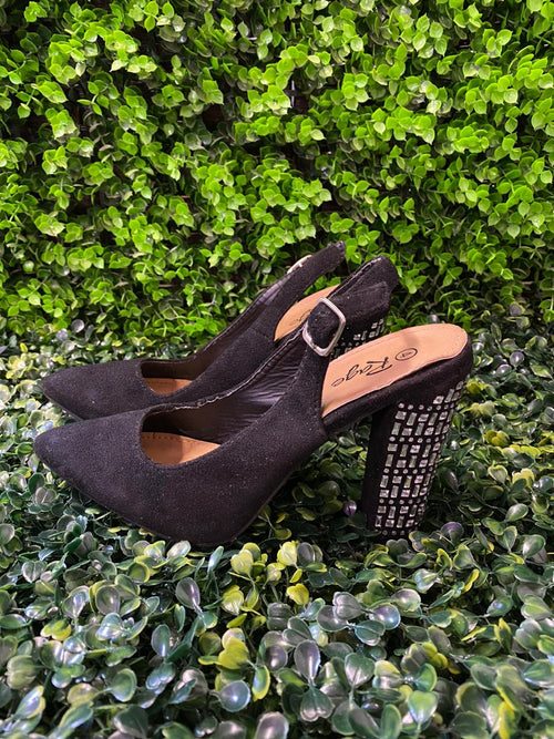 Black Pointed Slingback Heels