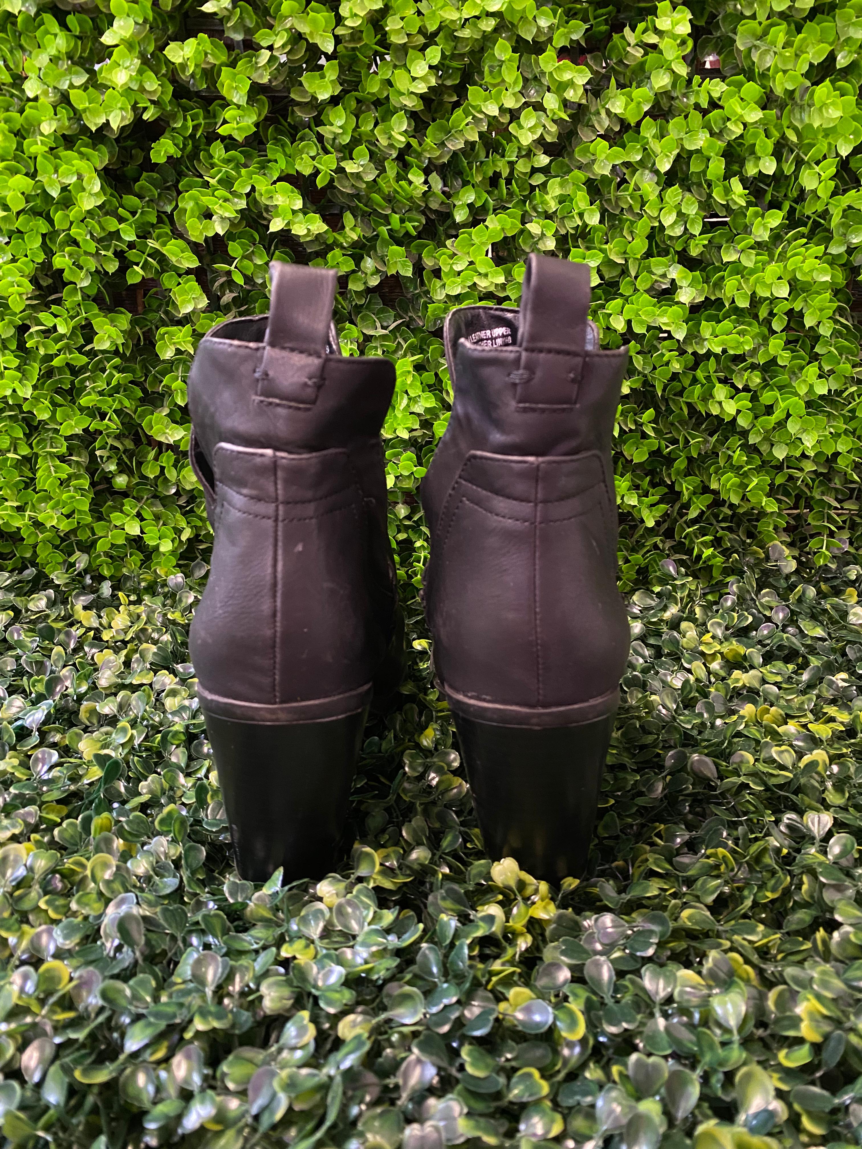 Rubi Black Leather Ankle Boots