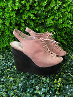 Topshop Blush Pink Lace-Up Platform Wedges