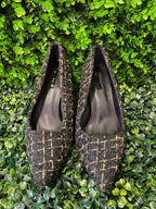 Miss L Black & Gold Tweed Pointed Heels