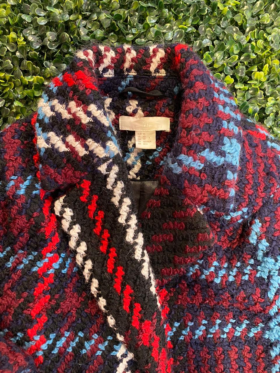 H&M Multicoloured Plaid Wool-Blend Longline Coat