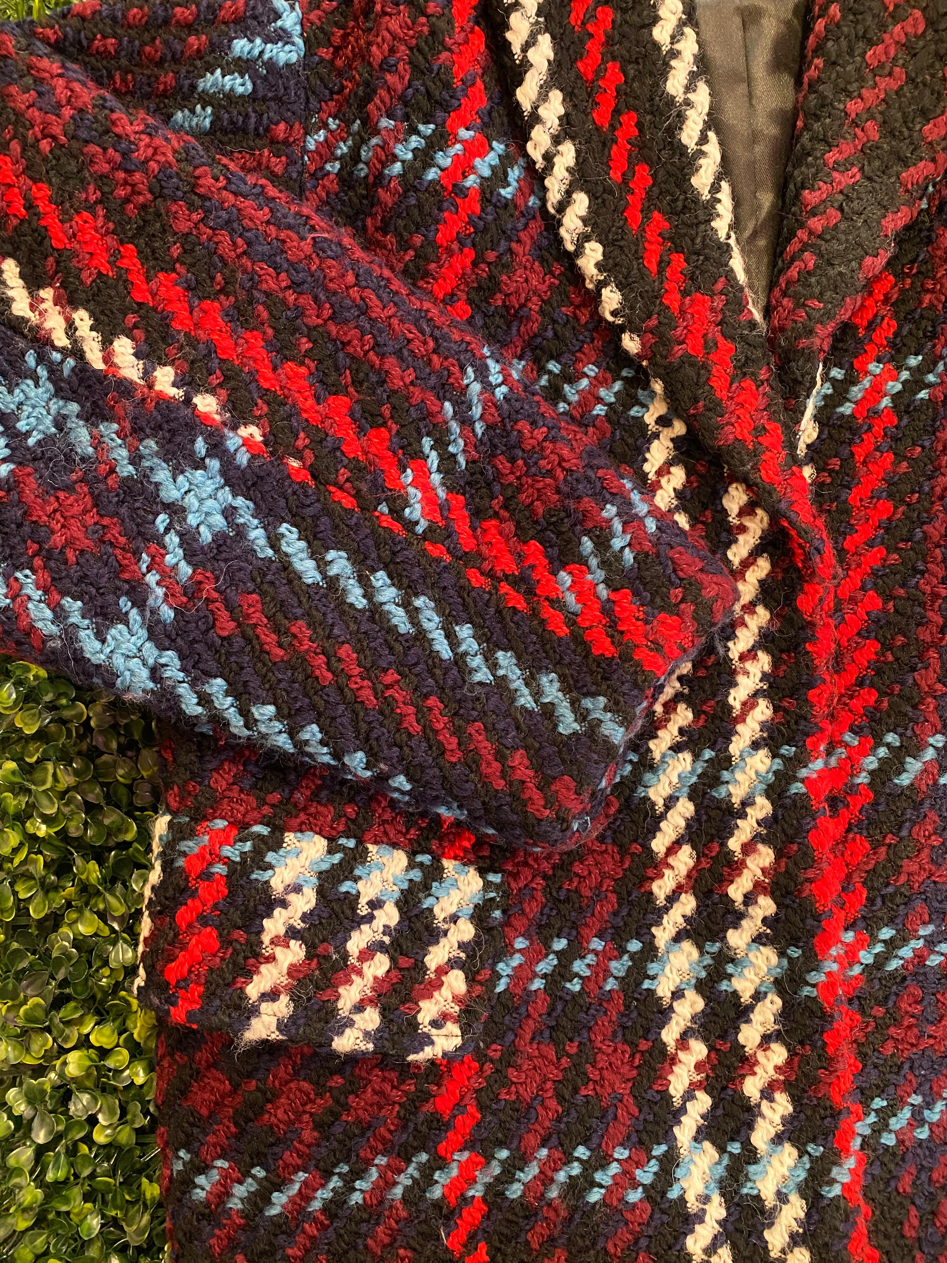 H&M Multicoloured Plaid Wool-Blend Longline Coat