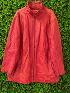 Red Leather-Look Longline Jacket