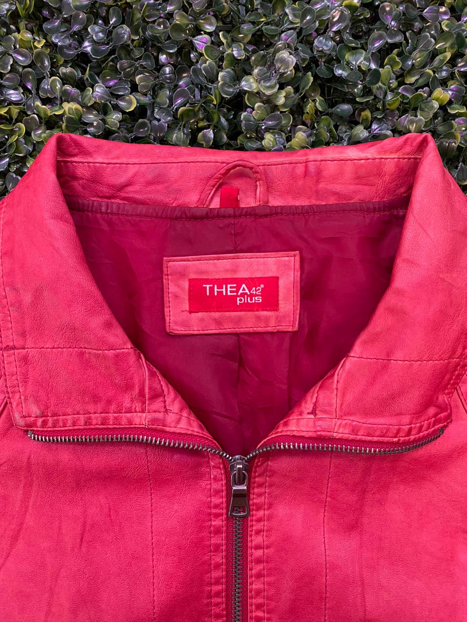 Red Leather-Look Longline Jacket