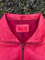 Red Leather-Look Longline Jacket