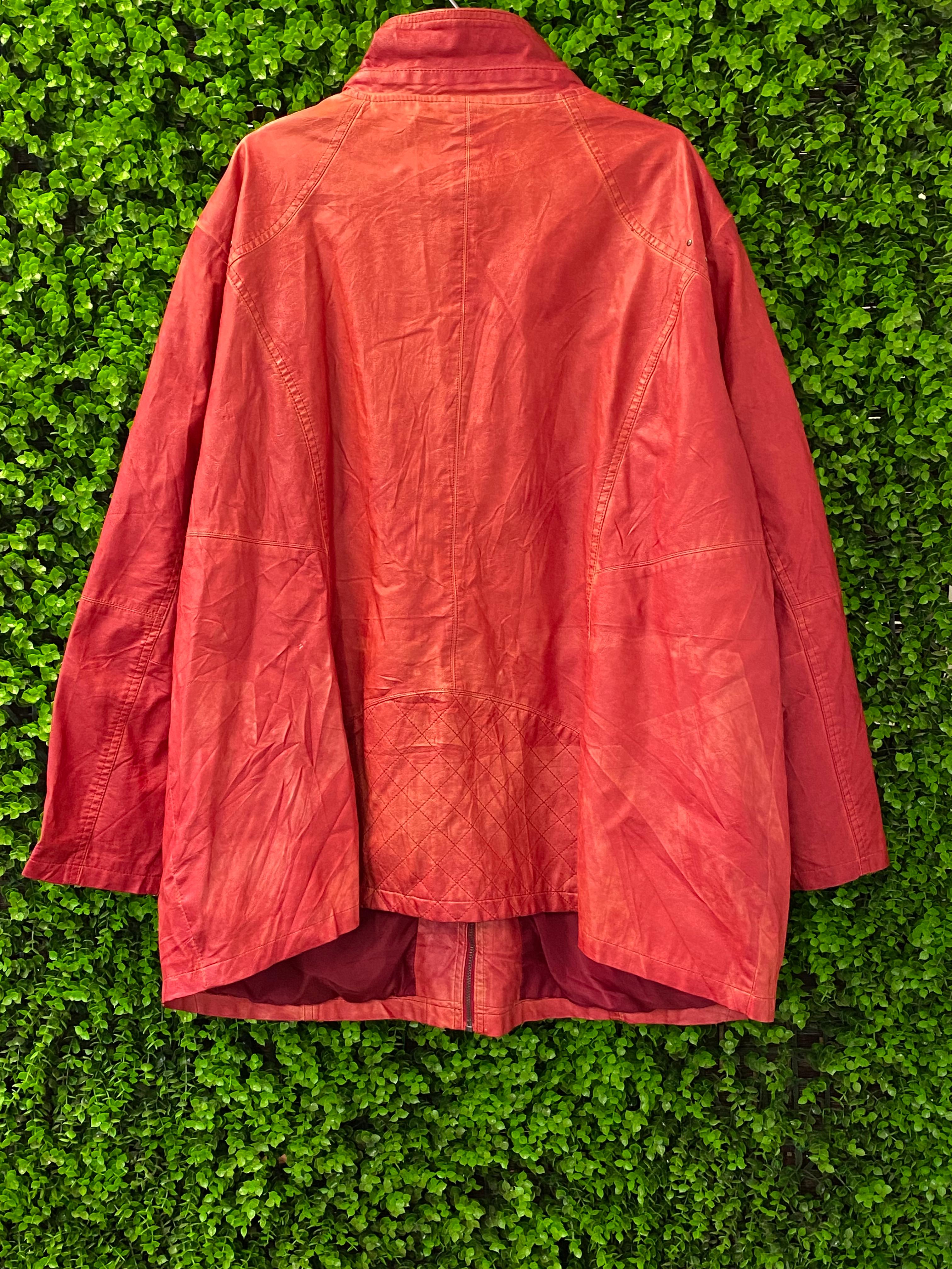 Red Leather-Look Longline Jacket