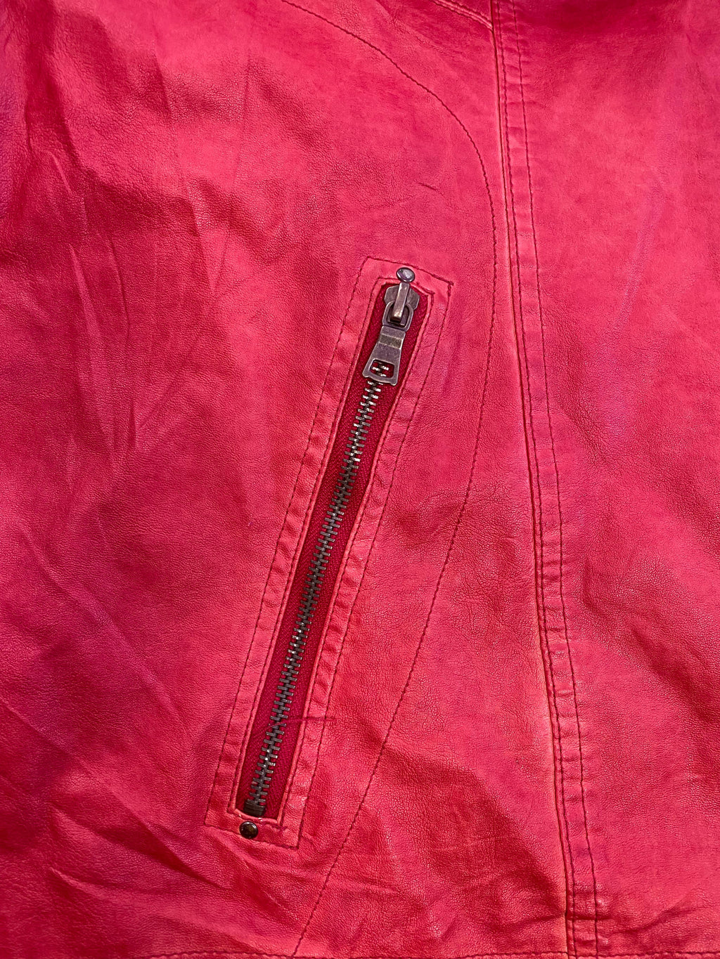 Red Leather-Look Longline Jacket