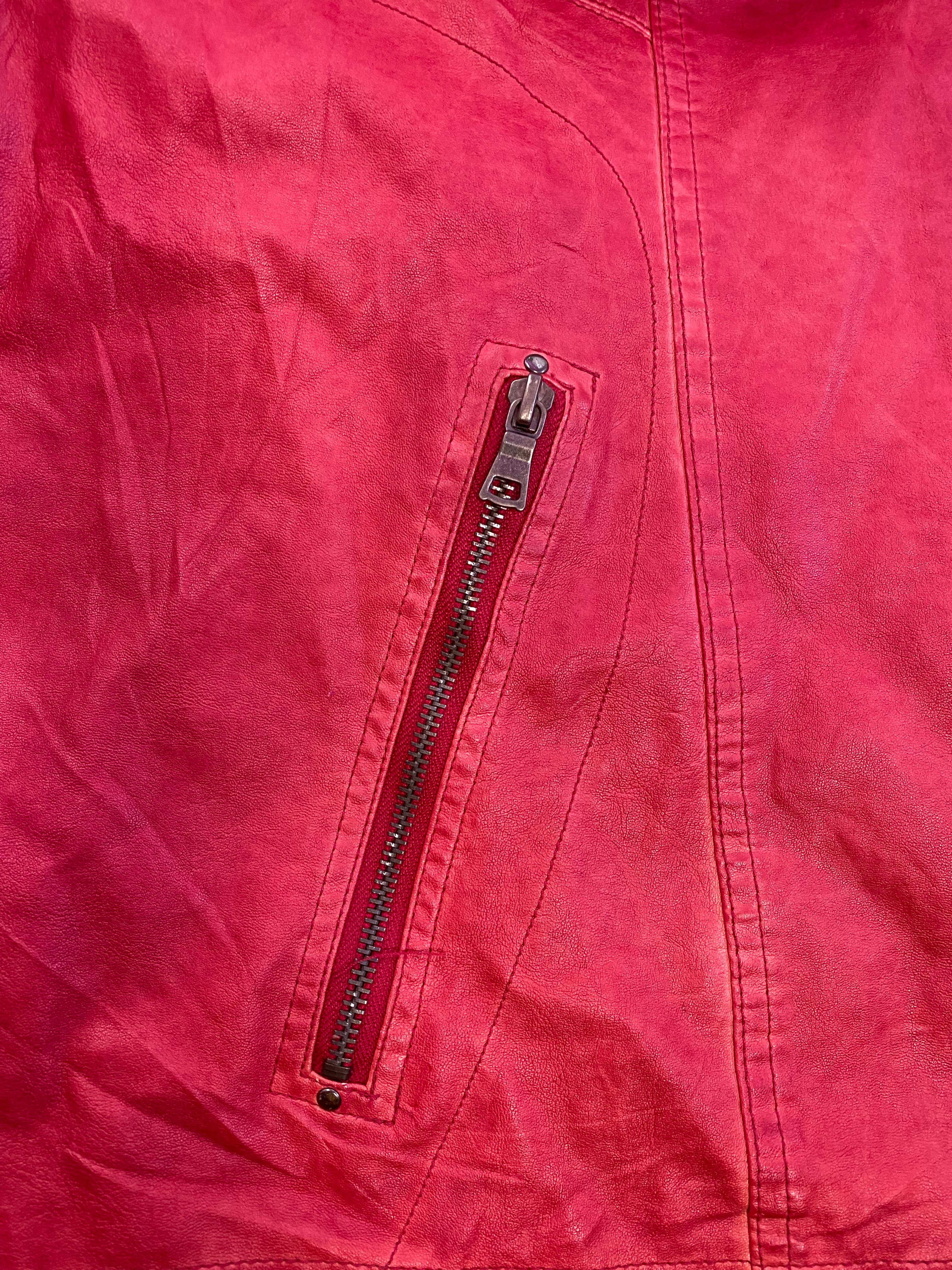 Red Leather-Look Longline Jacket