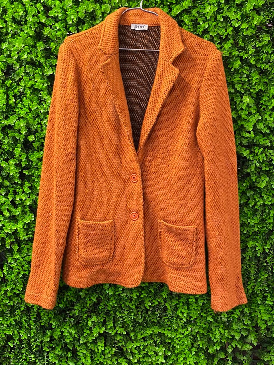 Orange Textured Knit Blazer