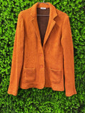 Orange Textured Knit Blazer