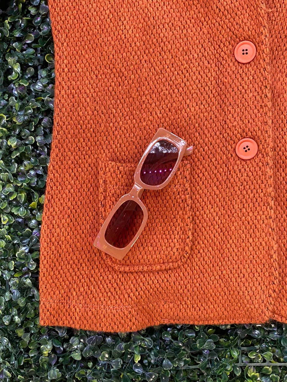 Orange Textured Knit Blazer