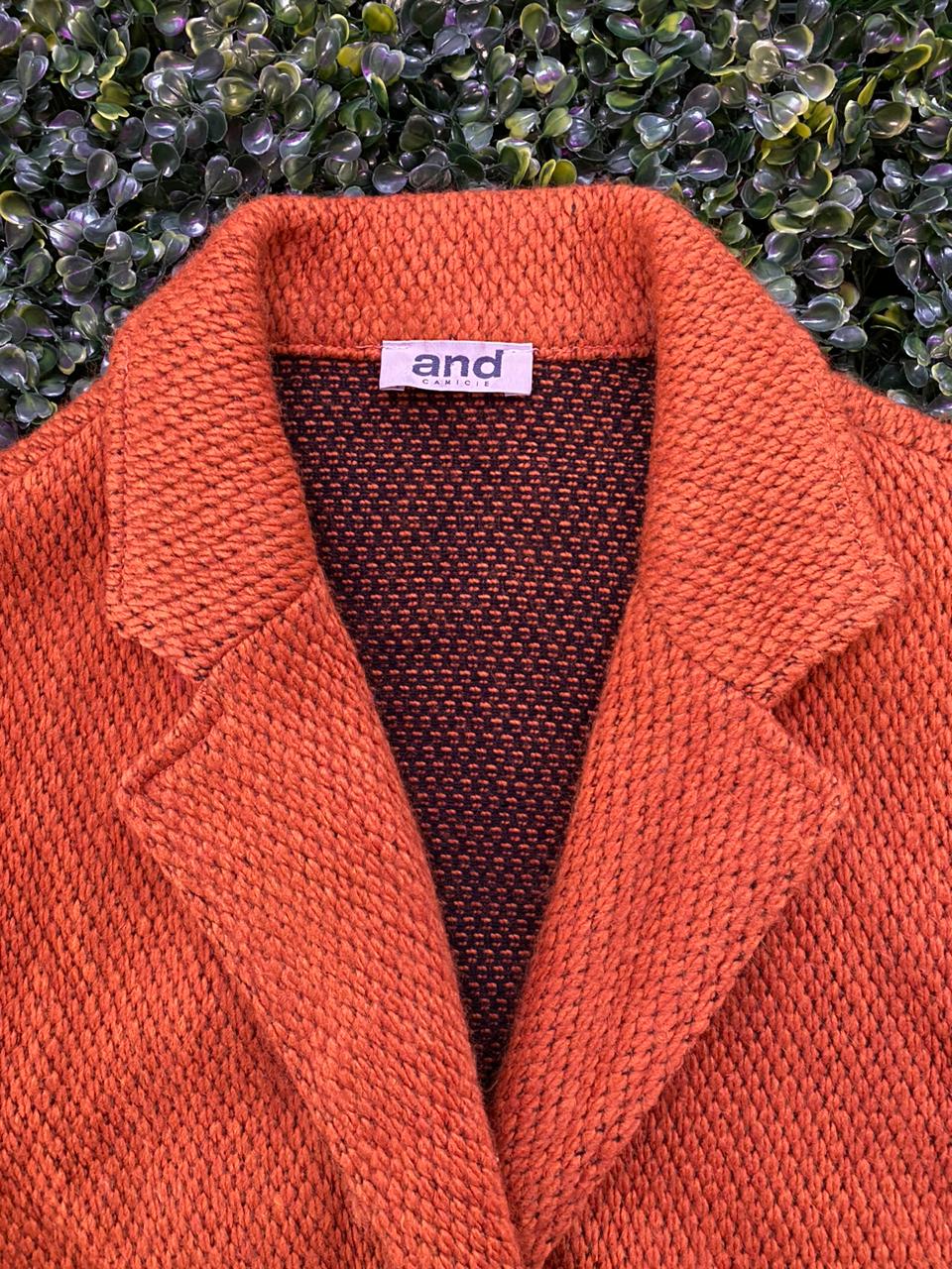 Orange Textured Knit Blazer