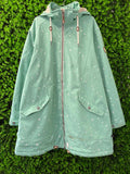 Torquoise Green Floral Softshell Hooded Coat