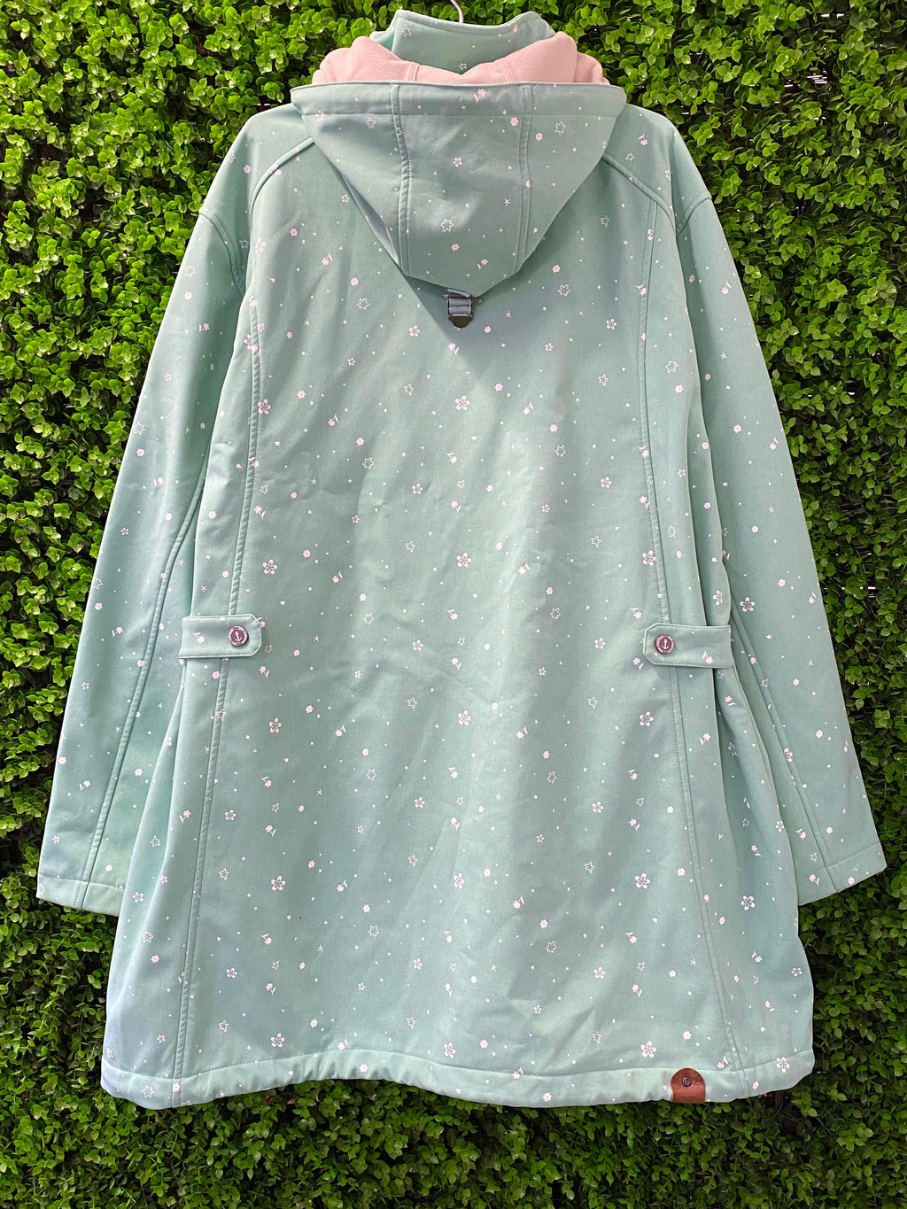 Torquoise Green Floral Softshell Hooded Coat