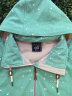Torquoise Green Floral Softshell Hooded Coat