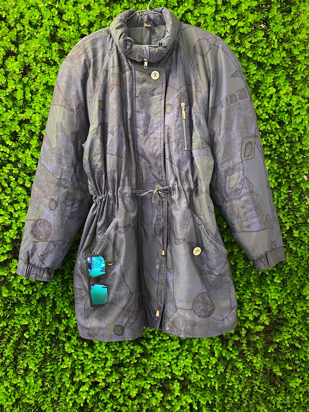 Abstract Print Longline Utility Coat