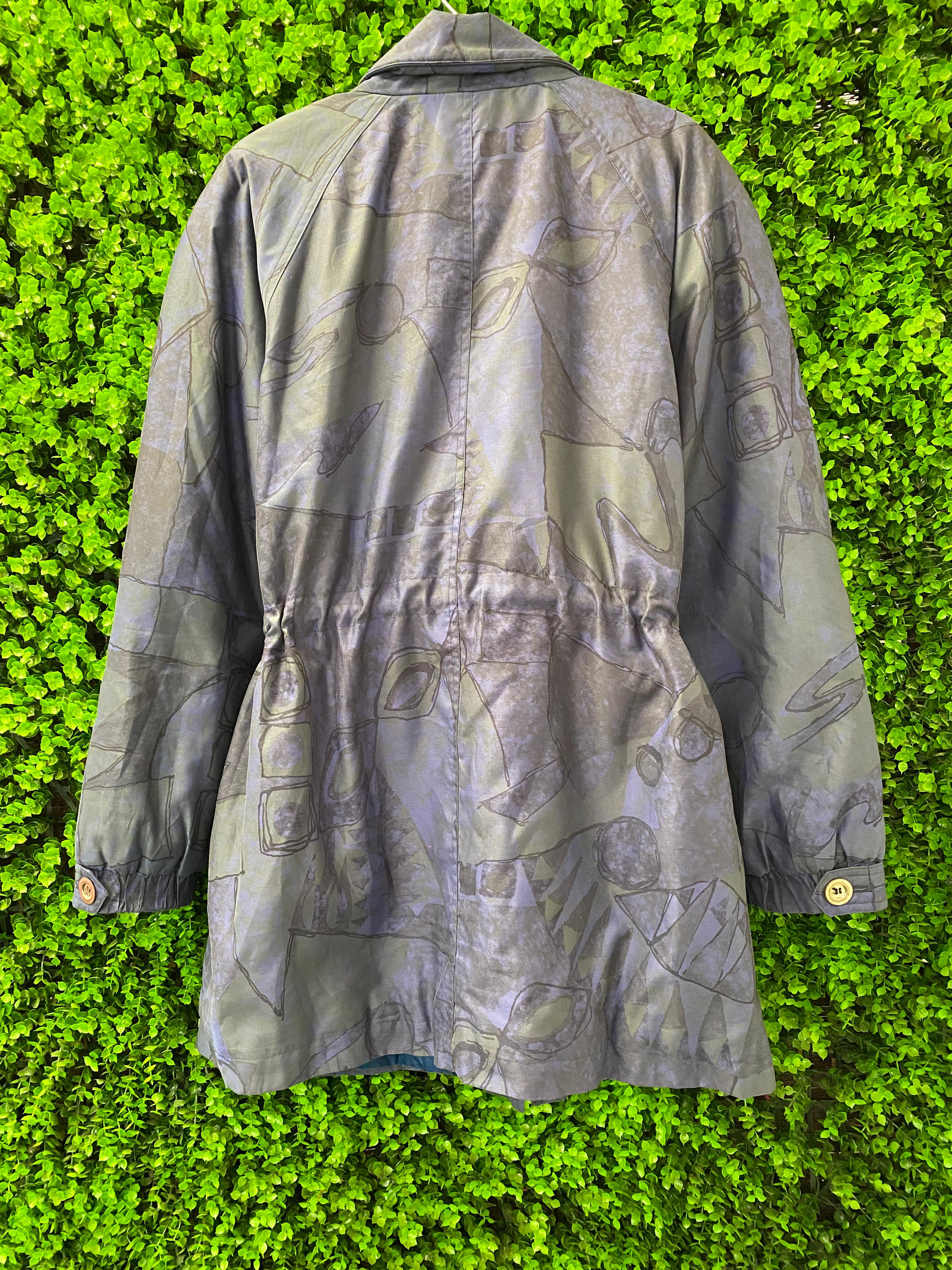 Abstract Print Longline Utility Coat