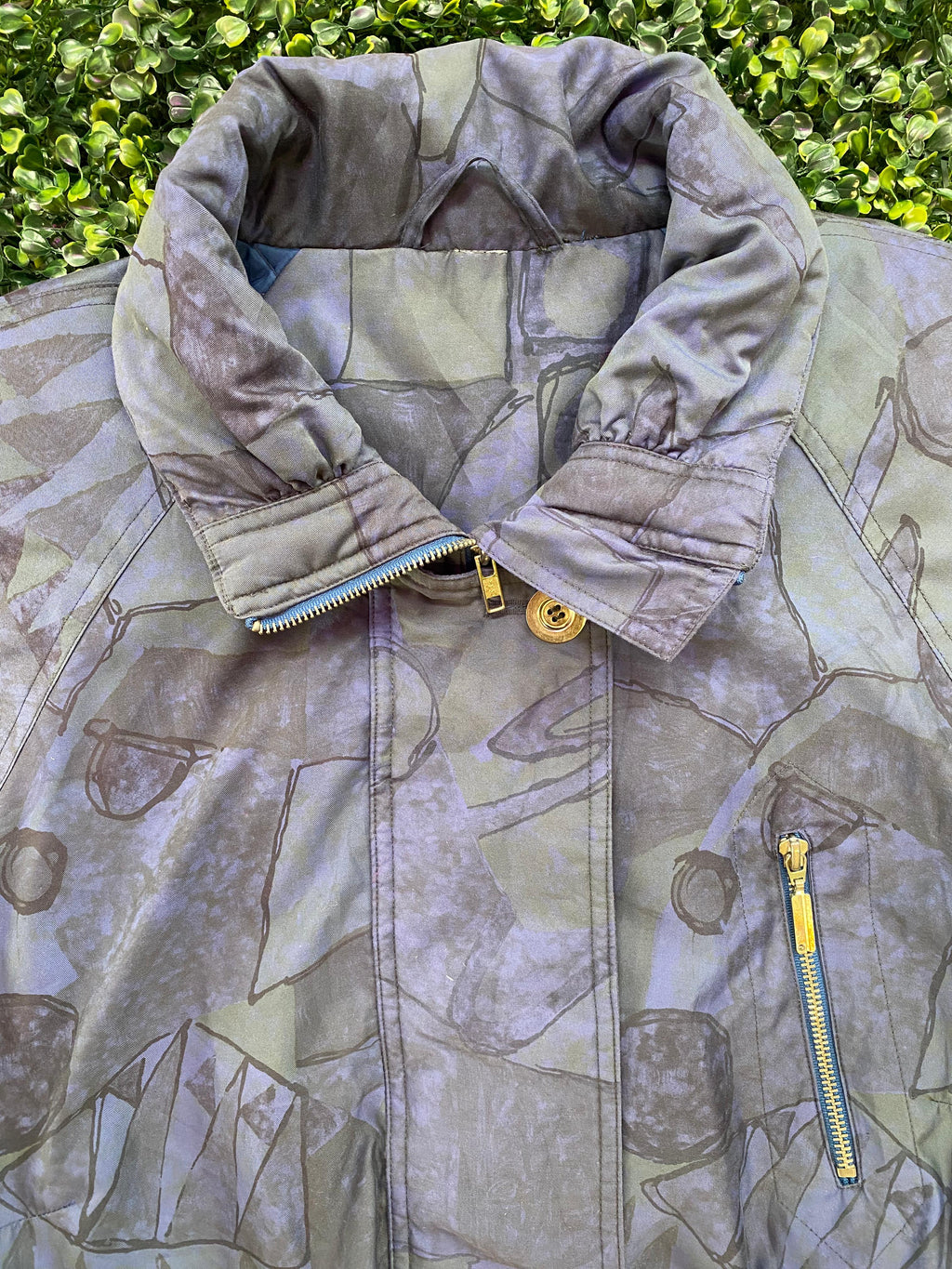 Abstract Print Longline Utility Coat
