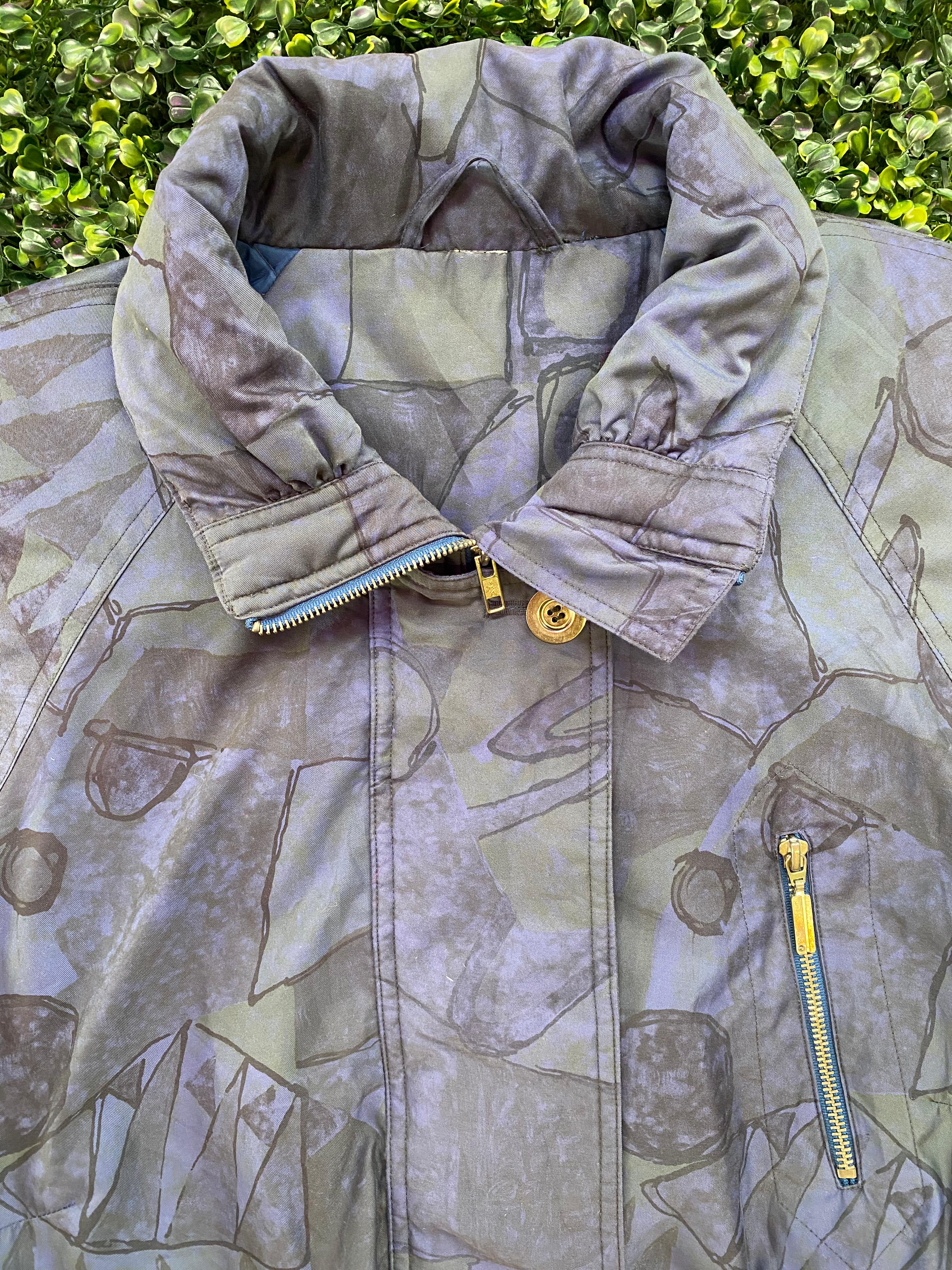 Abstract Print Longline Utility Coat