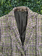 Lilac and Olive Bouclé Blazer with Pockets