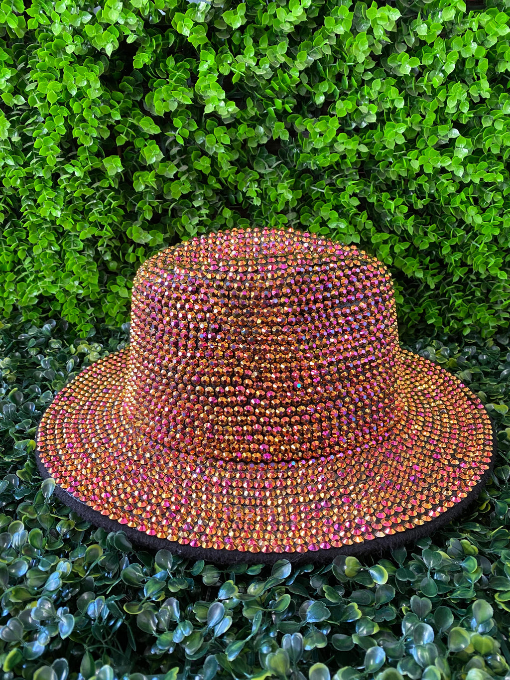 Bronze Crystal-Embellished Wide-Brim Fedora