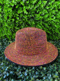 Bronze Crystal-Embellished Wide-Brim Fedora