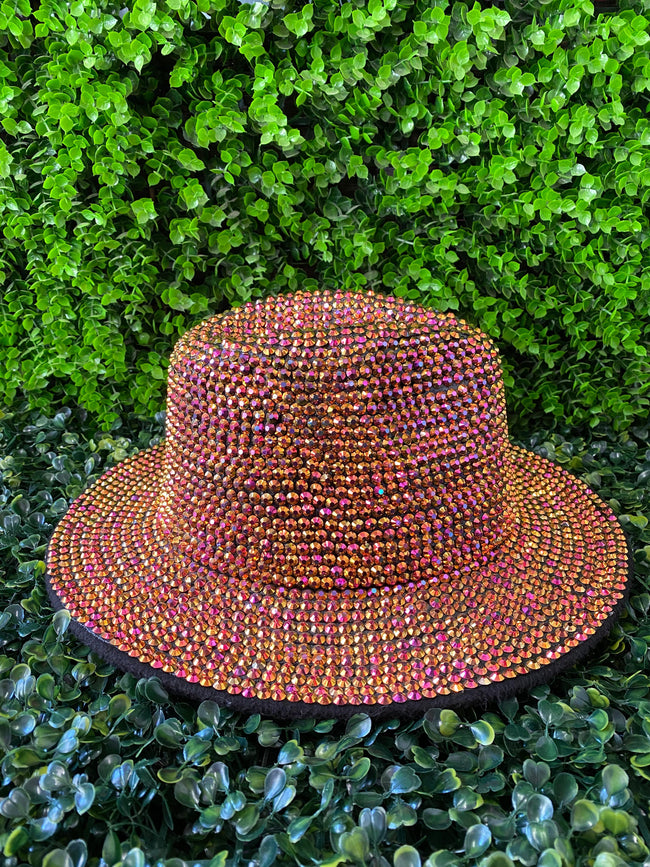Bronze Crystal-Embellished Wide-Brim Fedora