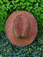 Bronze Crystal-Embellished Wide-Brim Fedora